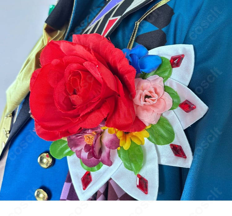 花の胸飾りが分かるナック・シュタイン ハロウィン衣装アクセサリー|華やかな胸元ディテール