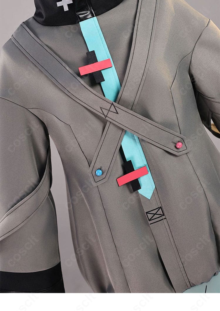 初音ミク コスプレ衣装 衣襟装飾ディテール写真|襟元の縫製とラインを忠実再現