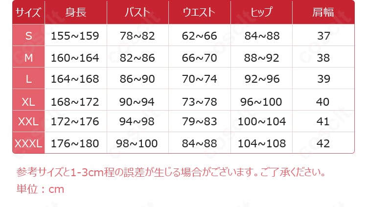 コスプレ衣装 サイズ表記画像|原神 ドゥリン 悪龍人間の姿 衣装サイズガイド