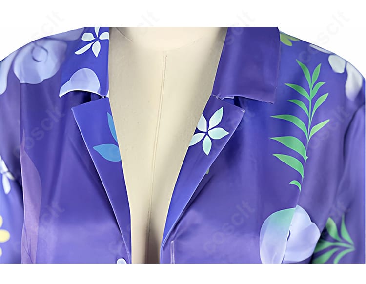 にじさんじ 剣持刀也 アロハシャツ新衣装 コスプレ衣装 衣領装飾ディテール画像|襟元の柄・縫製をアップでチェック