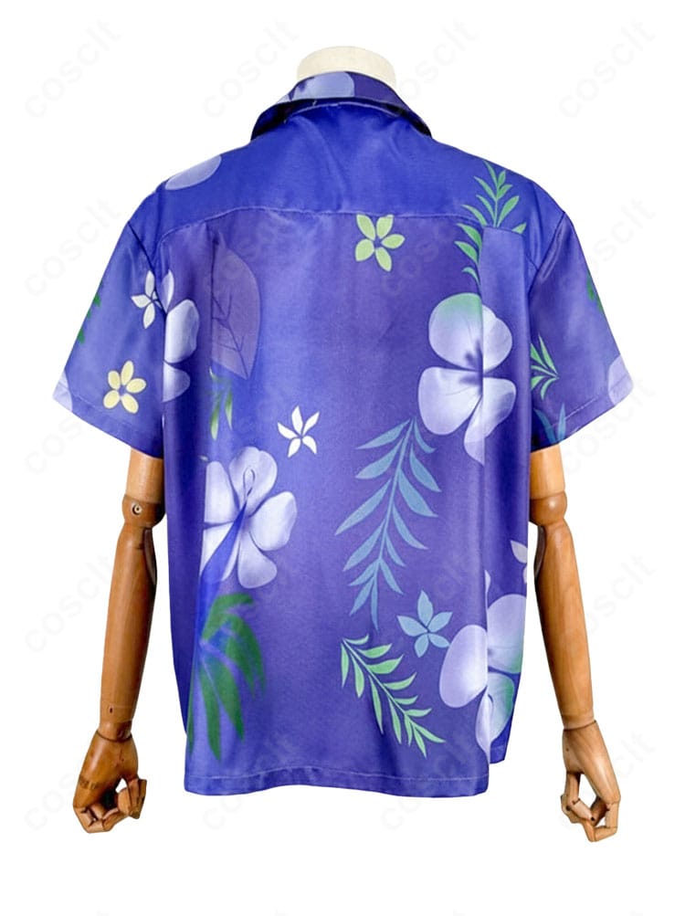 にじさんじ 剣持刀也 アロハシャツ新衣装 コスプレ衣装 背面画像|背中の柄や縫製の丁寧さが分かる