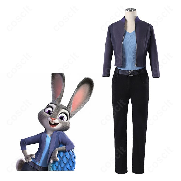 ジュディ・ホップス 警官制服 コスプレ衣装|キャラクター人物とフルセット展示画像