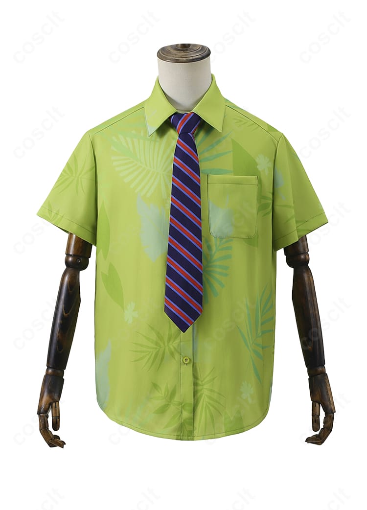 ズートピア2 ニック・ワイルド 警官制服コスプレ衣装 グリーン系シャツ&ネクタイ 正面写真|高再現・人気アイテム