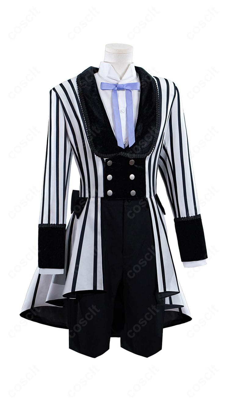 黒執事 シエル コスプレ衣装 正面全身画像|黒白ストライプ衣装のシルエットとデザイン確認