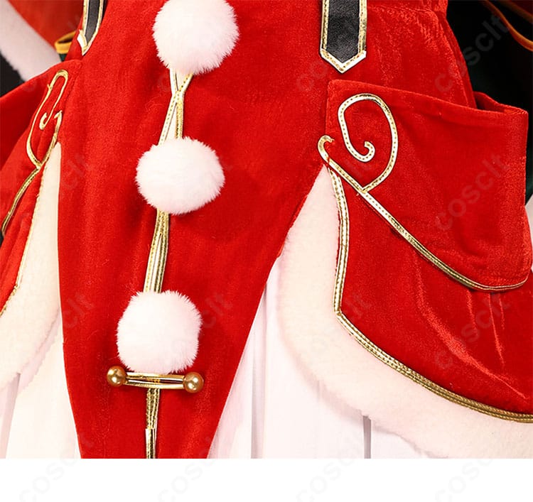 Re:ゼロ エミリア クリスマス記念 コスプレ衣装 ボタンと前開き仕様の細部ディテール写真