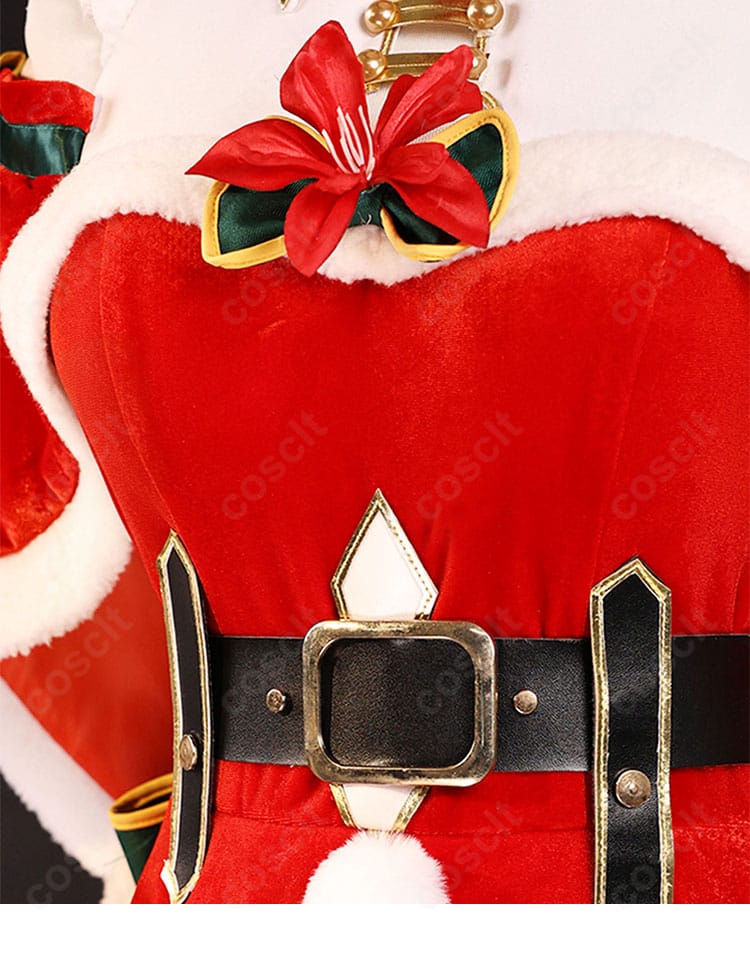 エミリア クリスマス記念 コスプレ衣装 衣領デザイン細部アップ|清楚なホワイトカラー