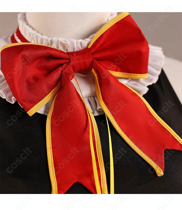 ラム クリスマス コスプレ衣装 赤い蝴蝶リボン装飾アップ|胸元アクセントの細部ディテール