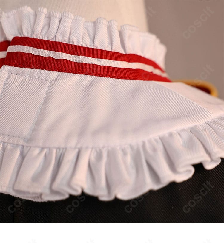 Re:ゼロ ラム コスプレ衣装 衣領ディテールアップ|赤×白の冬らしいデザイン