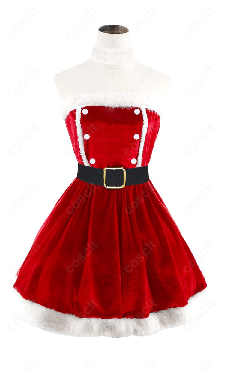 エヴァ アスカ クリスマスコスプレ衣装 正面デザイン写真|赤×白のサンタ風ワンピース