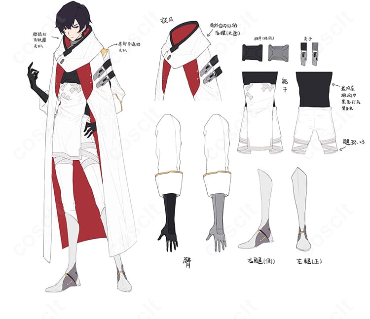 商品服装×キャラクター全体細部図|パニシング:グレイレイヴン アシモフ衣装 高再現ディテール・購入前の参考にどうぞ