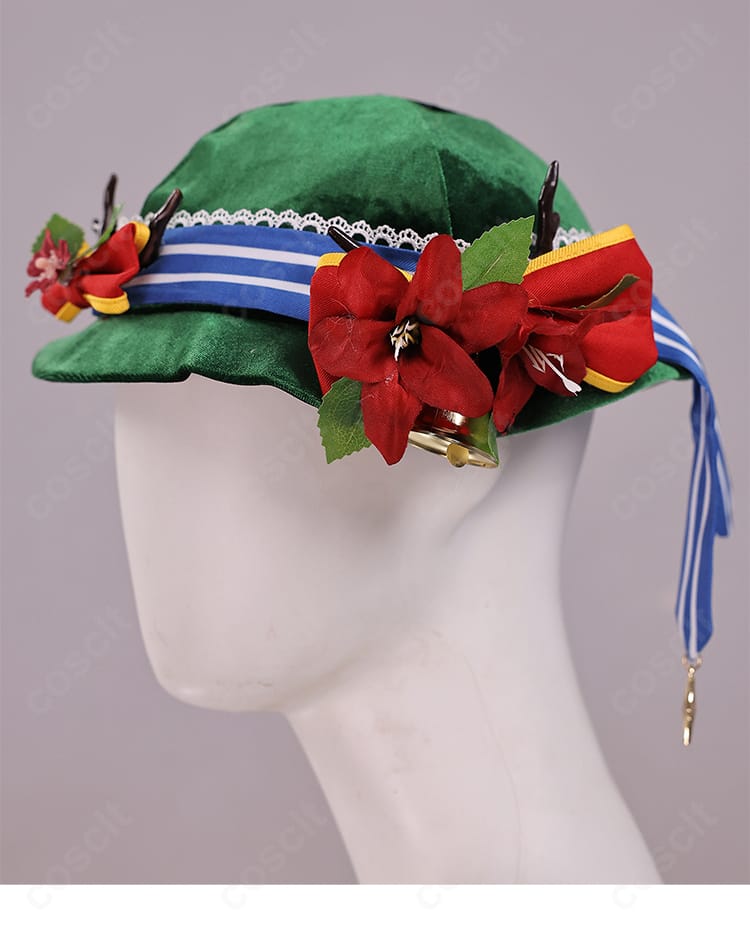 "Re:ゼロ レム クリスマスコスプレ衣装の帽子の装飾詳細。クリスマスらしい可愛らしい帽子。",