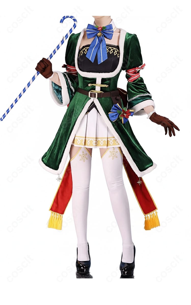 "Re:ゼロ レム クリスマスコスプレ衣装の側面画像。サンタ帽とリボンの装飾が可愛らしい。",