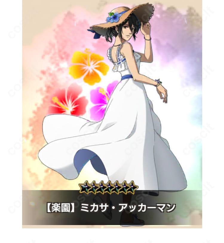 楽園ミカサ・アッカーマン コスプレ衣装 全身側面図|進撃の巨人Brave Order(ブレオダ)コスプレ・シルエット確認におすすめ