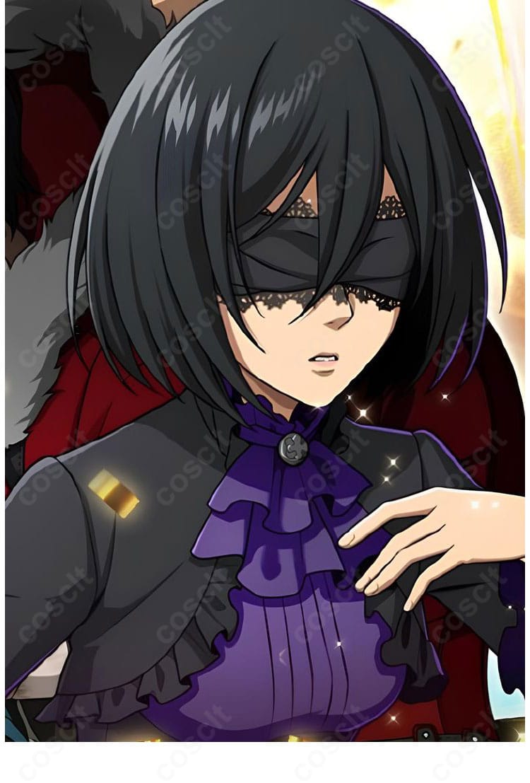 人物顔まわりの装飾ディテール画像|ミカサ 視界なき瞳 コスプレ衣装 顔飾り細部再現