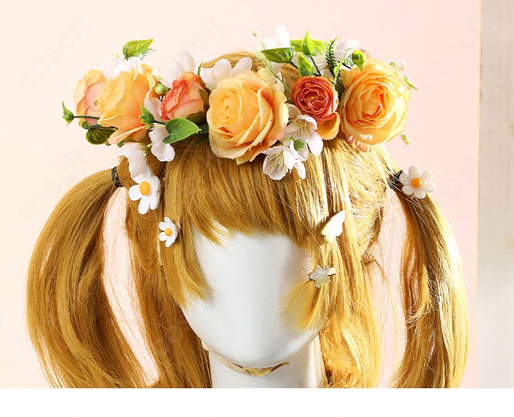 小泉花陽「フルールレーヴ」コスプレ衣装の花のヘッドアクセサリーディテール