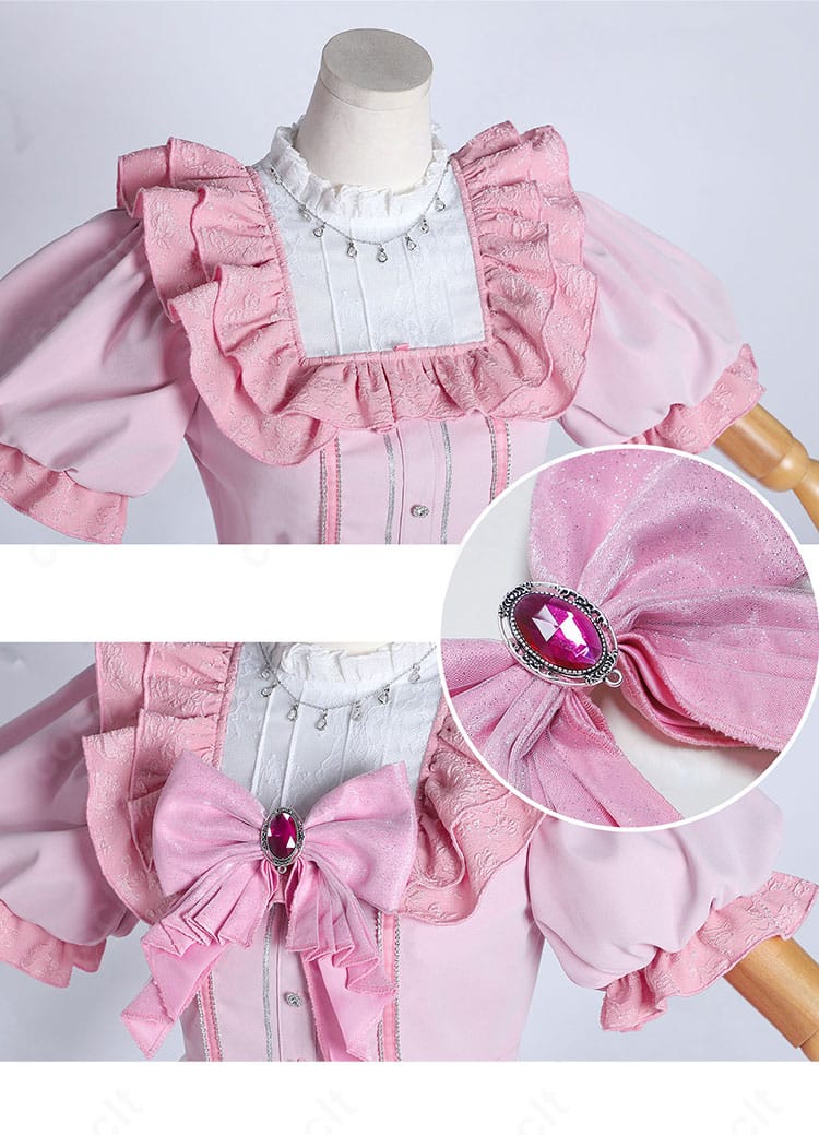 鹿目まどか アイドル衣装 服の襟元と胸元リボン装飾ディテール|コスプレ向け