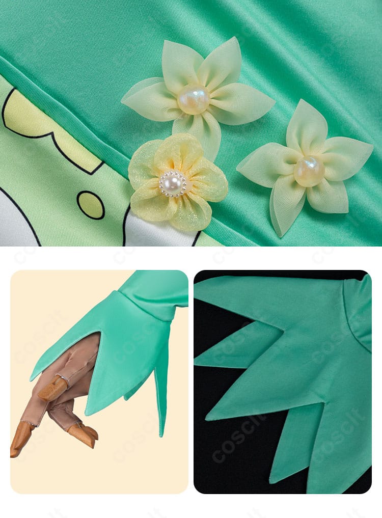 結束いのり コスプレ衣装 裾花モチーフ装飾|フィギュアスケート衣装らしい華やかな花装飾