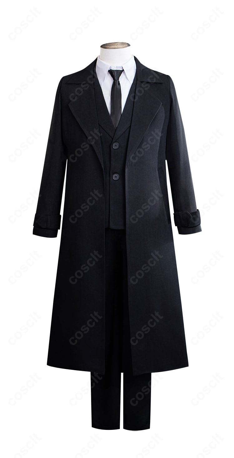 文豪ストレイドッグス 太宰治 黒の時代 コスプレ衣装 正面デザイン トレンチコート再現