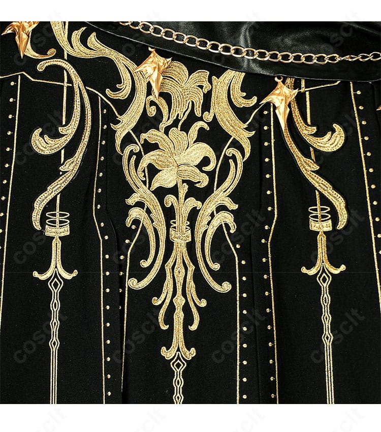 恋と深空 セイヤ コスプレ衣装 暗夜に沈む星 披風の模様装飾ディテール 金糸デザインを忠実再現