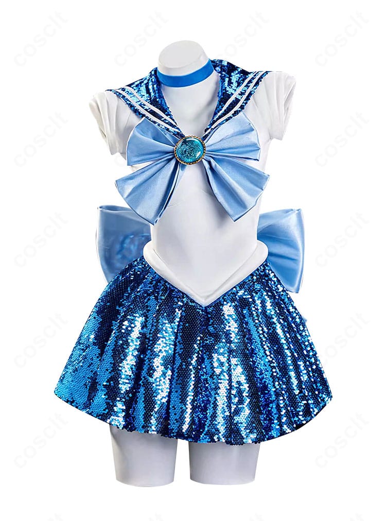 美少女戦士セーラームーン 水野亜美 セーラーマーキュリー コスプレ衣装 正面全体デザイン｜セーラー戦士服を忠実再現