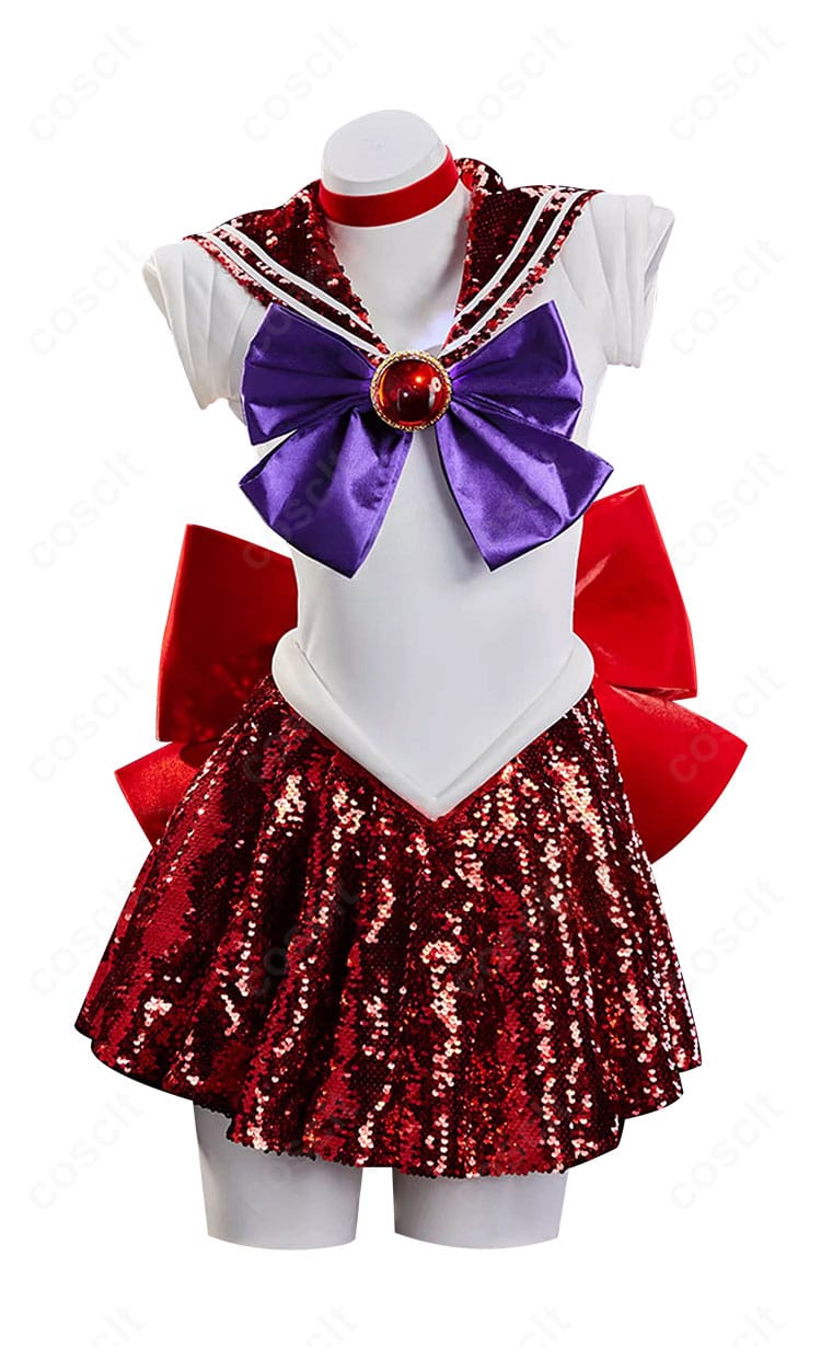 美少女戦士セーラームーン 火野レイ（セーラーマーズ）戦闘用セーラー服 コスプレ衣装 正面デザイン 全体シルエット確認