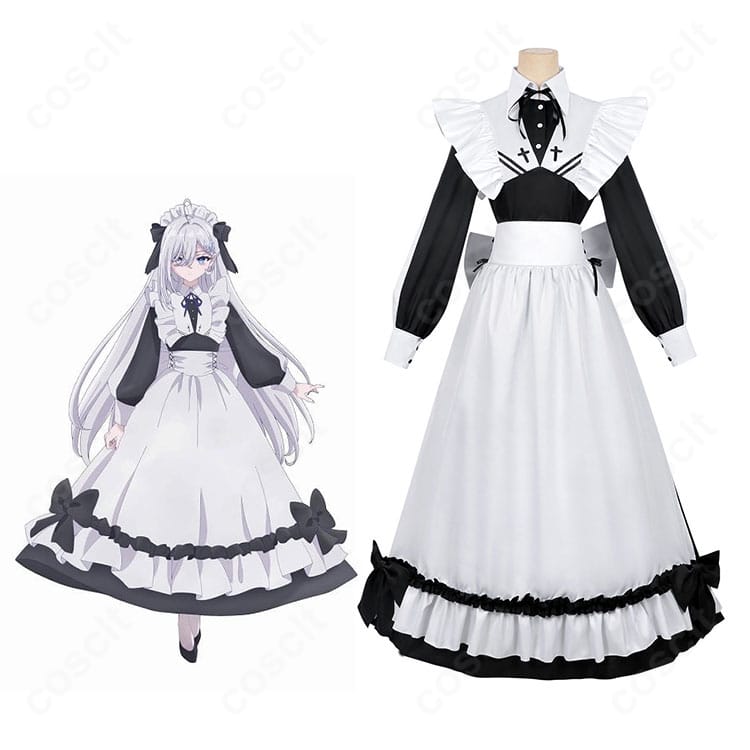 死亡遊戯で飯を食う。幽鬼(ユウキ)メイド服コスプレ衣装 全身着用イメージ キャラクター再現