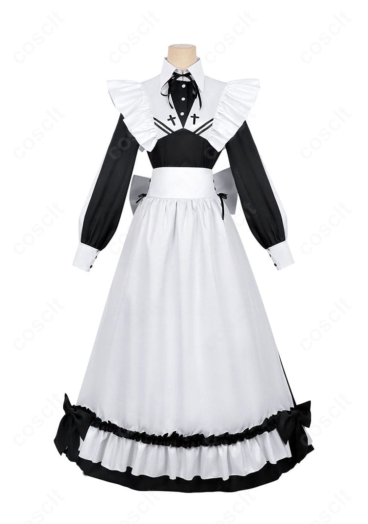 死亡遊戯で飯を食う。幽鬼 メイド服コスプレ衣装 正面デザイン 全体シルエット確認