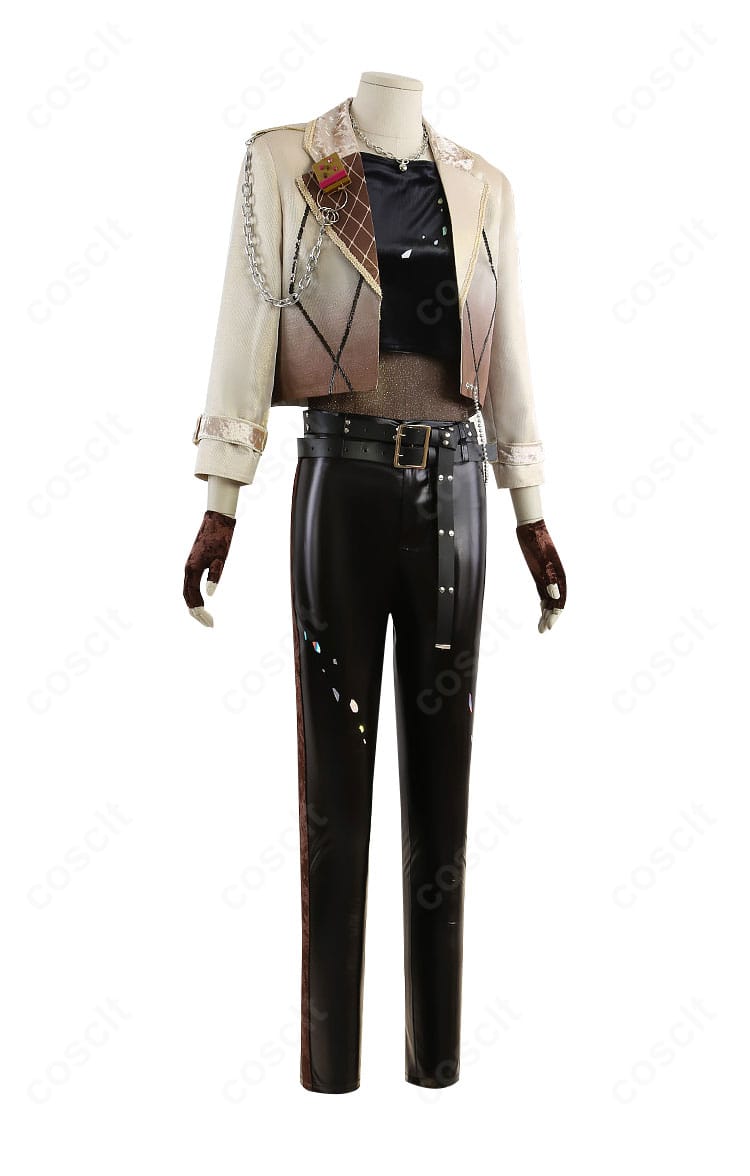 あんさんぶるスターズ!! コスプレ衣装の側面。コートのラインと飾りチェーンの見え方、シルエットの立体感が分かる画像。