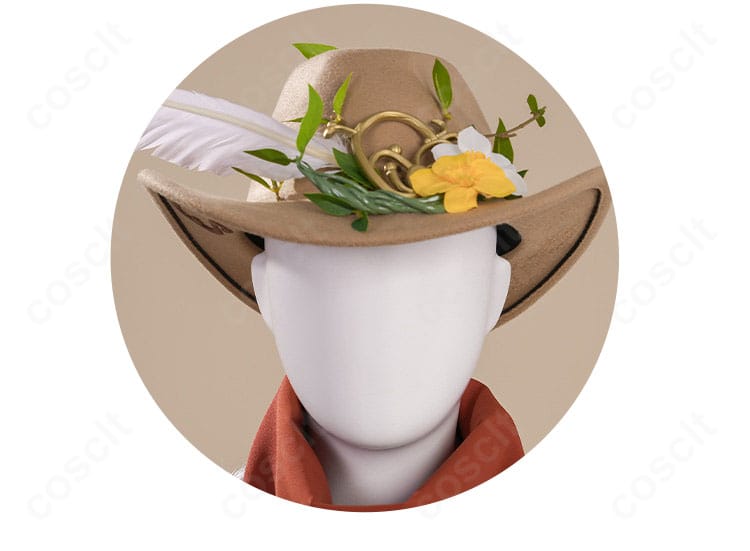 帽子の装飾ディテール。縁取りやアクセントパーツがわかる近接カット。