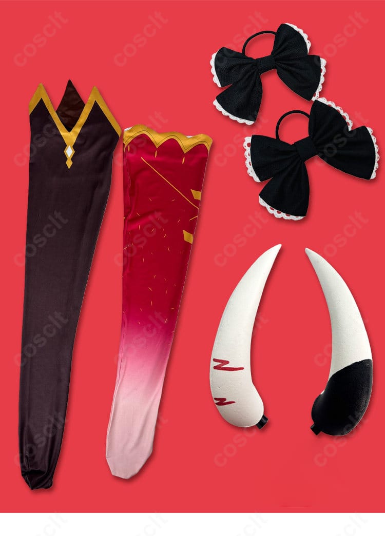 付属アクセサリー一式の内容画像(スカーフ、背部蝶結び、腰蝶結び、手首飾り、腕飾り、靴下)