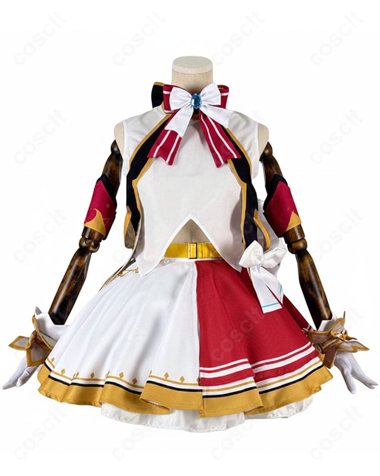 百鬼あやめ アイドル衣装の正面全体。トップスの立体感とスカートの広がりが分かる撮影用カット