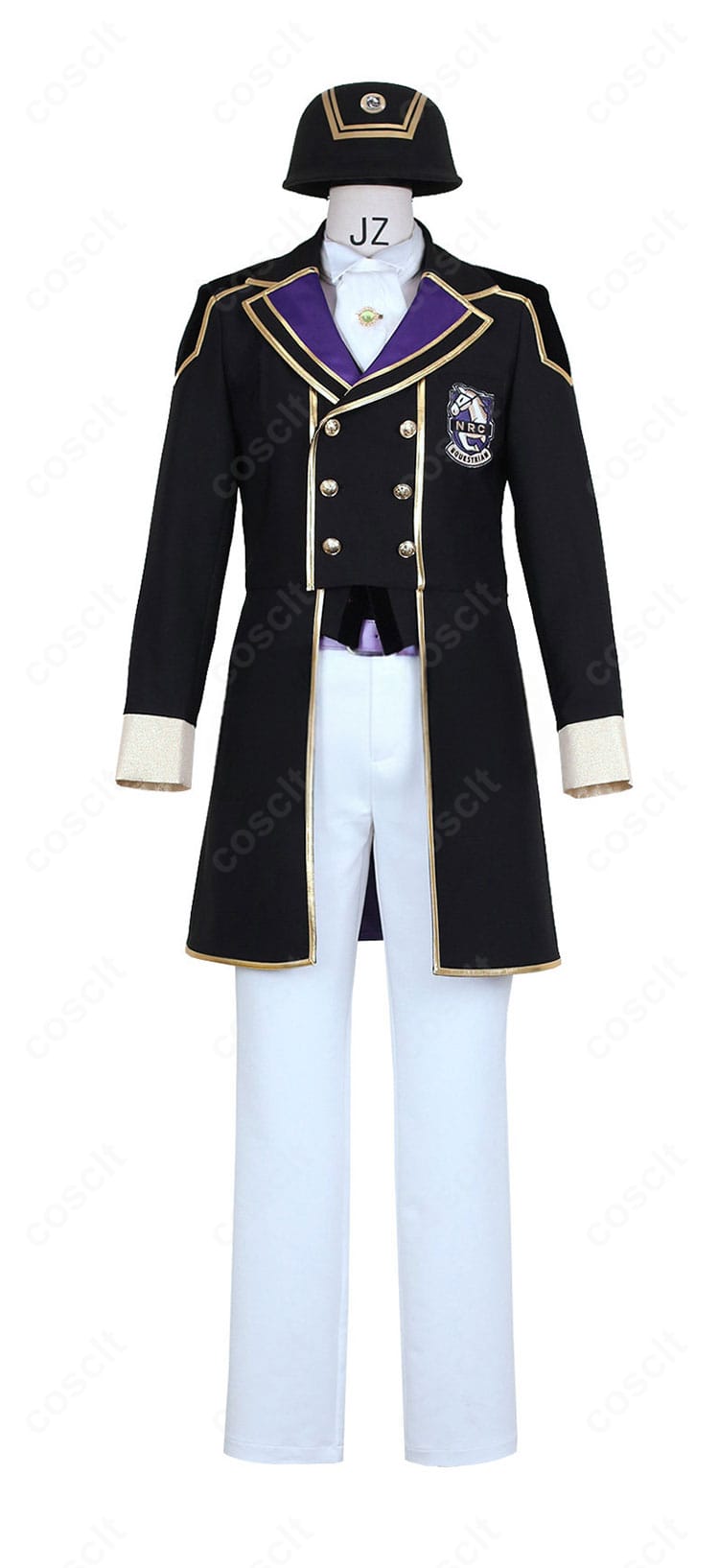 セベク・ジグボルト クラブ・ウェア衣装の正面全体。コートの直線シルエットと配色が分かる