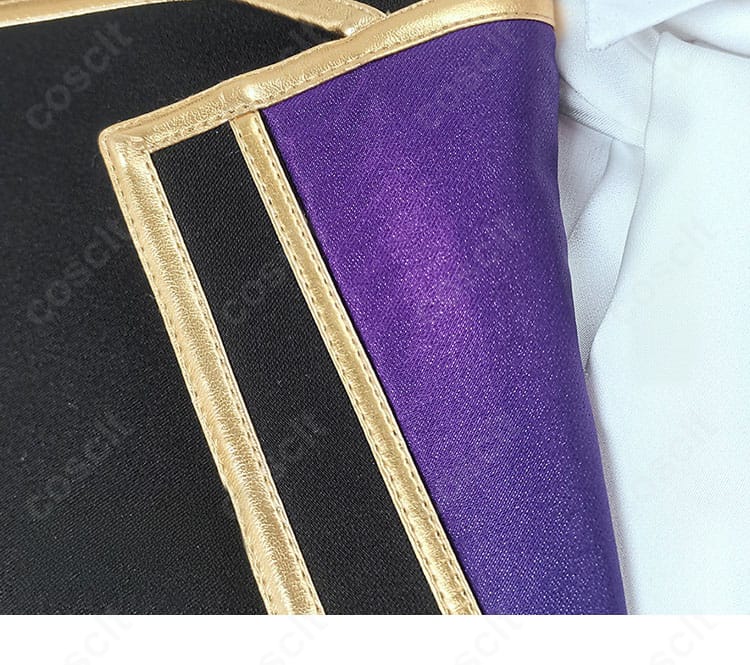 衣領の装飾ディテール。襟のコバステッチとラペルの角度を強調