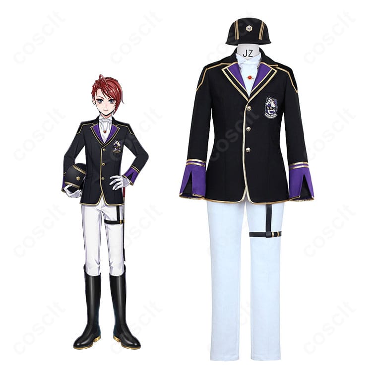 モデル着用のリドル・ローズハート クラブ・ウェア一式と各パーツ構成が分かる画像