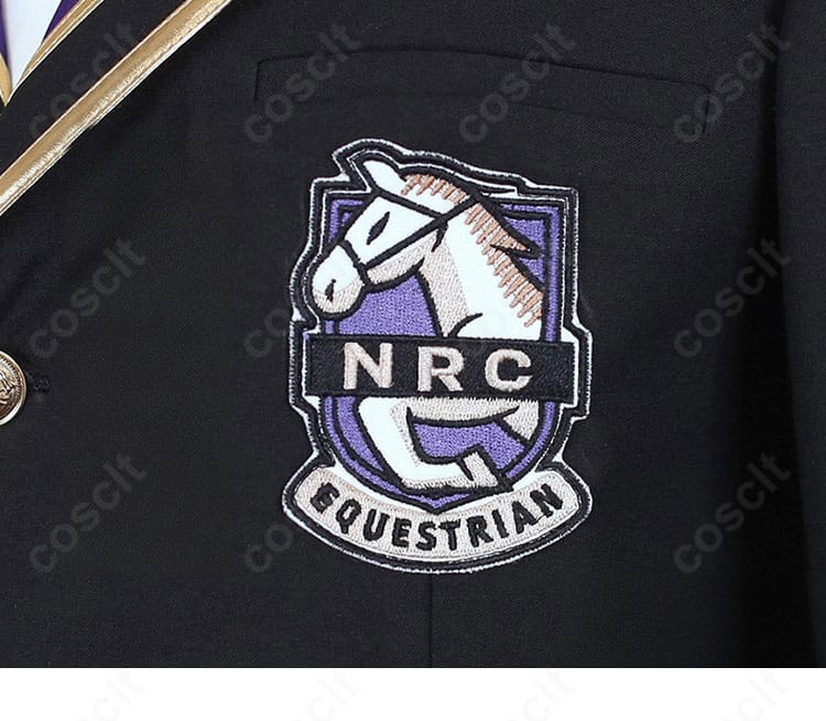 コート胸元の徽章モチーフ装飾ディテール