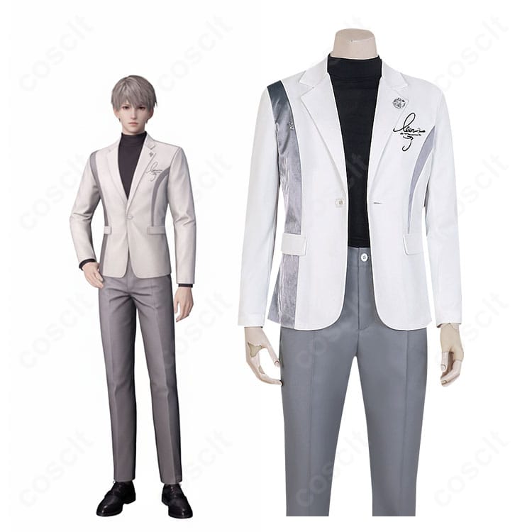 恋と深空 セイヤ「銀色の意志」フルコーデ着用イメージ。コート・インナー・ズボンのシルエットと質感が分かる全身ショット