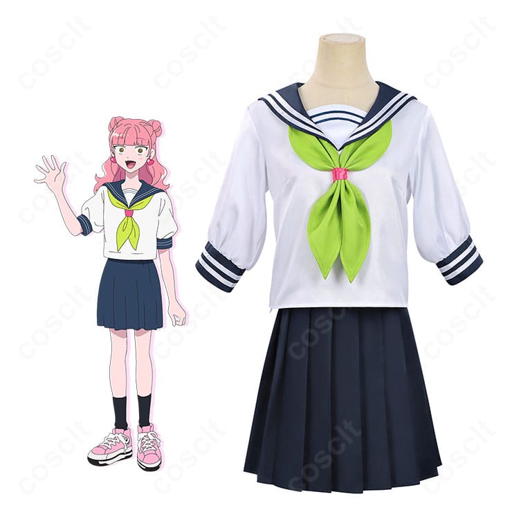 鈴木みゆ 学園制服コスプレを着用した全身イメージ。清楚な配色と美シルエットが伝わるモデル写真