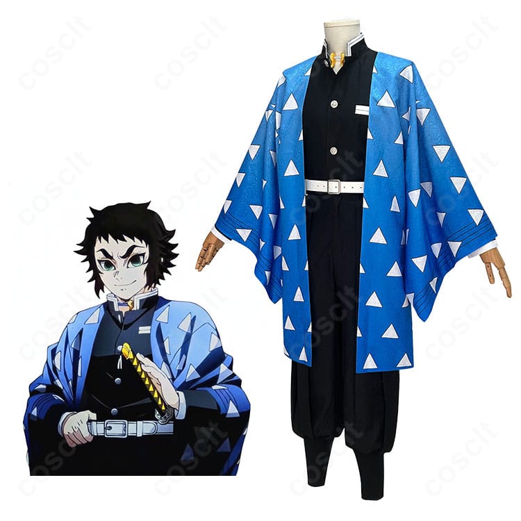 獪岳の鬼殺隊隊服を着用した全身イメージと羽織を含むコーディネート例