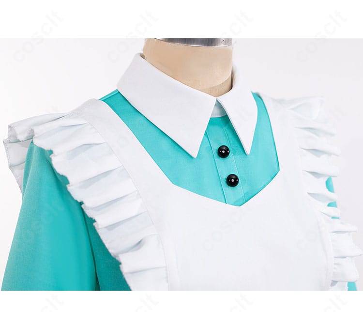 初音ミク 不思議の国ver. メイド衣装の肩と袖の装飾ディテール。レースとステッチの仕上がり