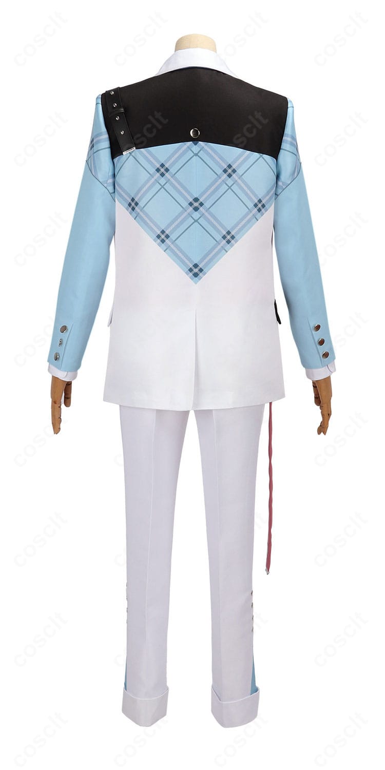 皇れお デフォルト衣装の背面。コートの丈感と背中のライン、ベルト位置のバランスが確認できる。