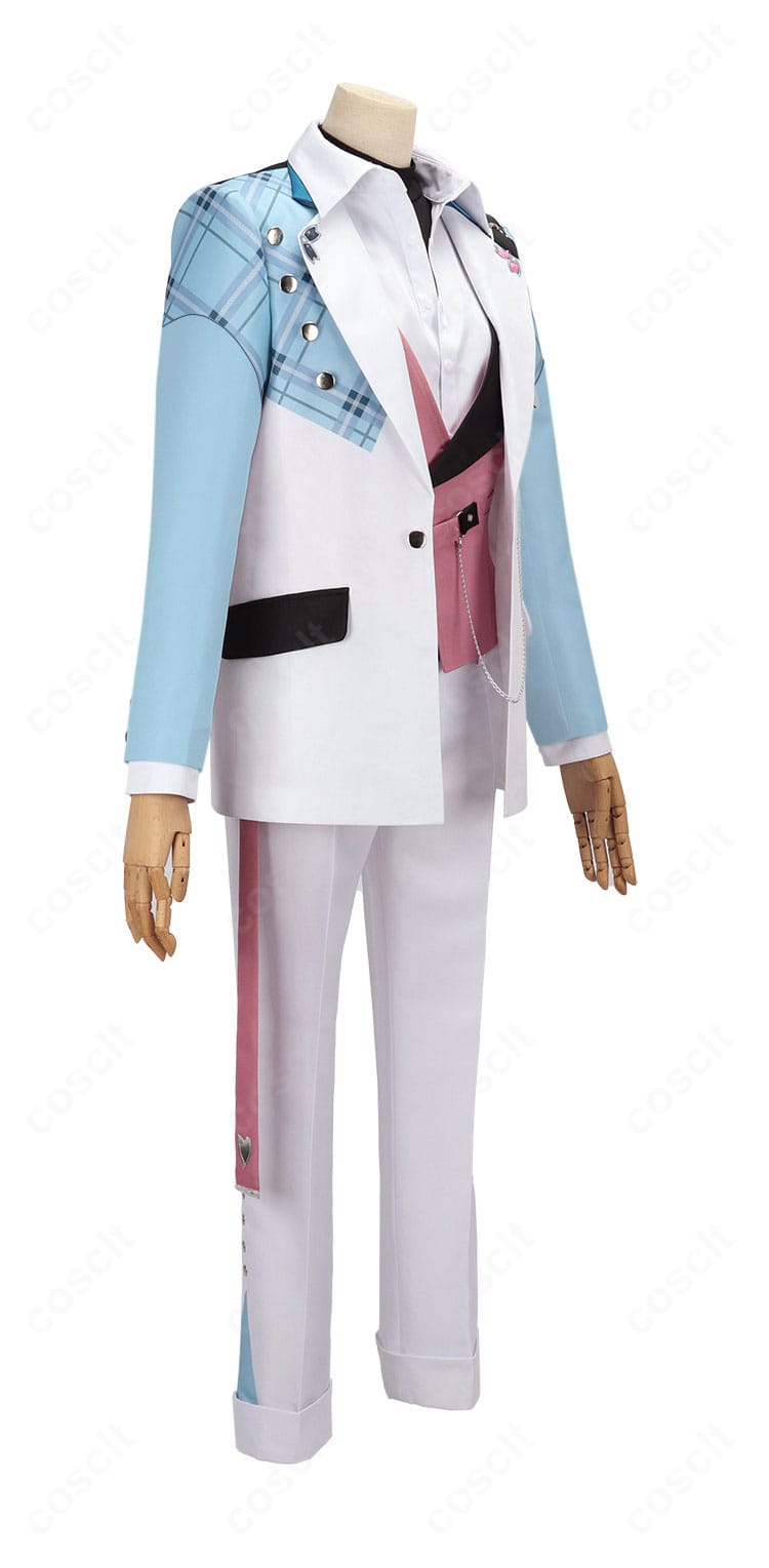 皇れお デフォルト衣装の側面シルエット。ジャケットの落ち感とパンツのラインが分かるアングル。