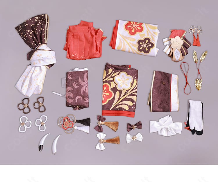 百鬼あやめ衣装 セット内容一式のレイアウト展示