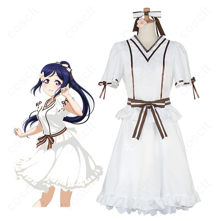 モデル着用の全身画像。松浦果南「夢の舞台 覚醒後」コスプレ衣装のトータルコーディネート