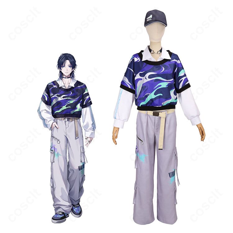 にじさんじ 花籠つばさ デフォルト衣装のモデル着用全身イメージ。ハリ感のある上着と高コントラスト配色が映えるクールなスタイル。