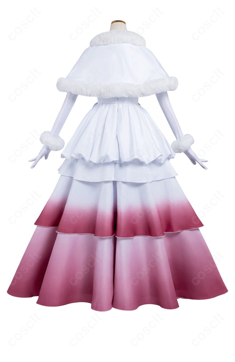 血の女王マリー衣装の背面全体。ショールの流れと背面ライン、着脱構造が分かる画像