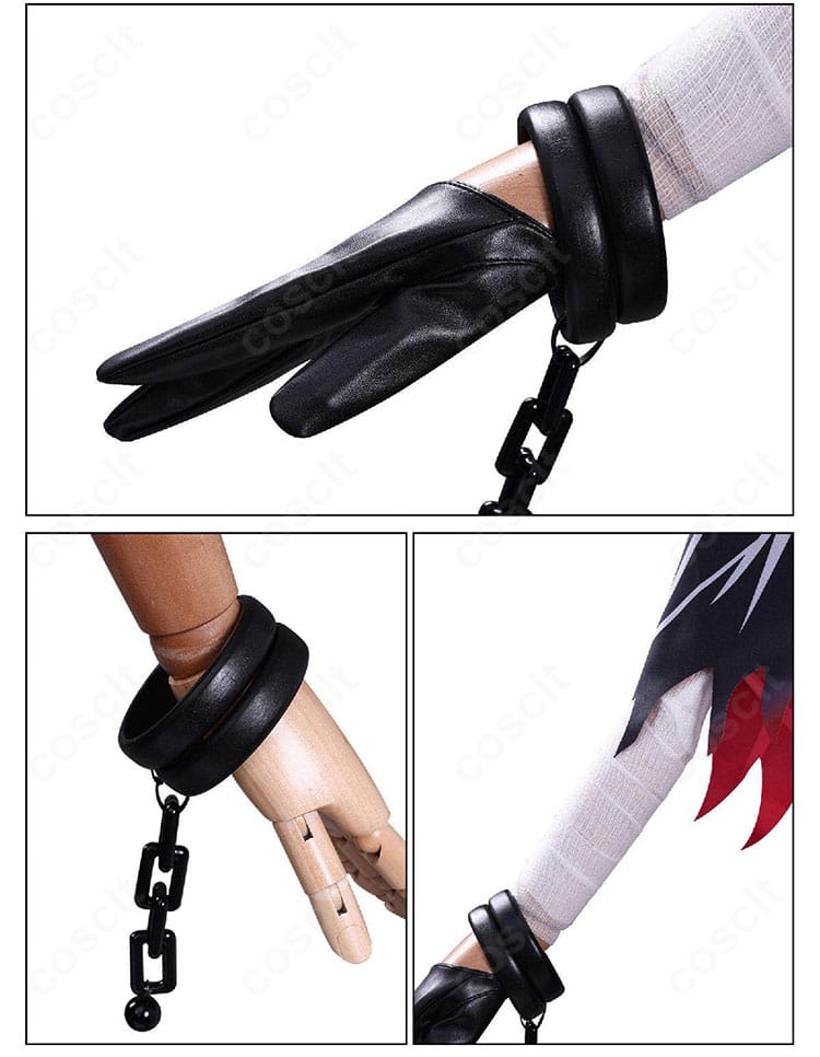 腕飾り・指輪・手袋の細部。素材の切り替えと装着感の参考。