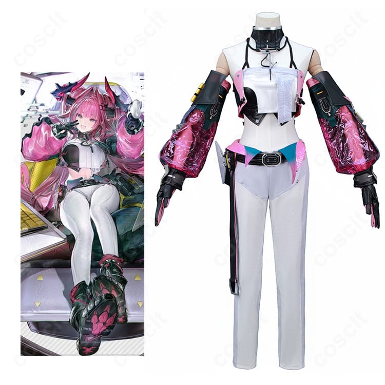 イヴォンヌのフル着用イメージ。サイバーな装飾と名札・腕章まで再現した全身コーディネート