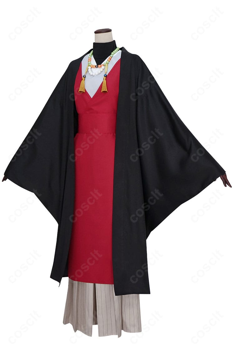 童磨 幼少期コスプレ衣装の側面画像。袴のラインと羽織の落ち感、帯位置のバランスを確認できるサイドビュー。