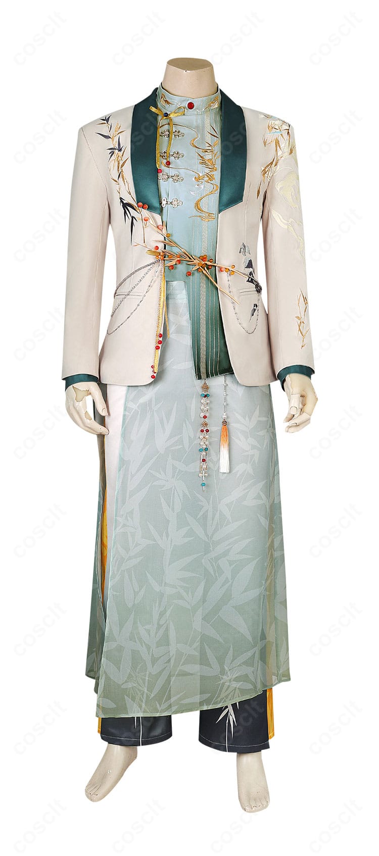 恋と深空 空渡る笛の音 共通衣装の正面ディテール。襟元のレイヤードとコートの発色が分かる商品正面図。