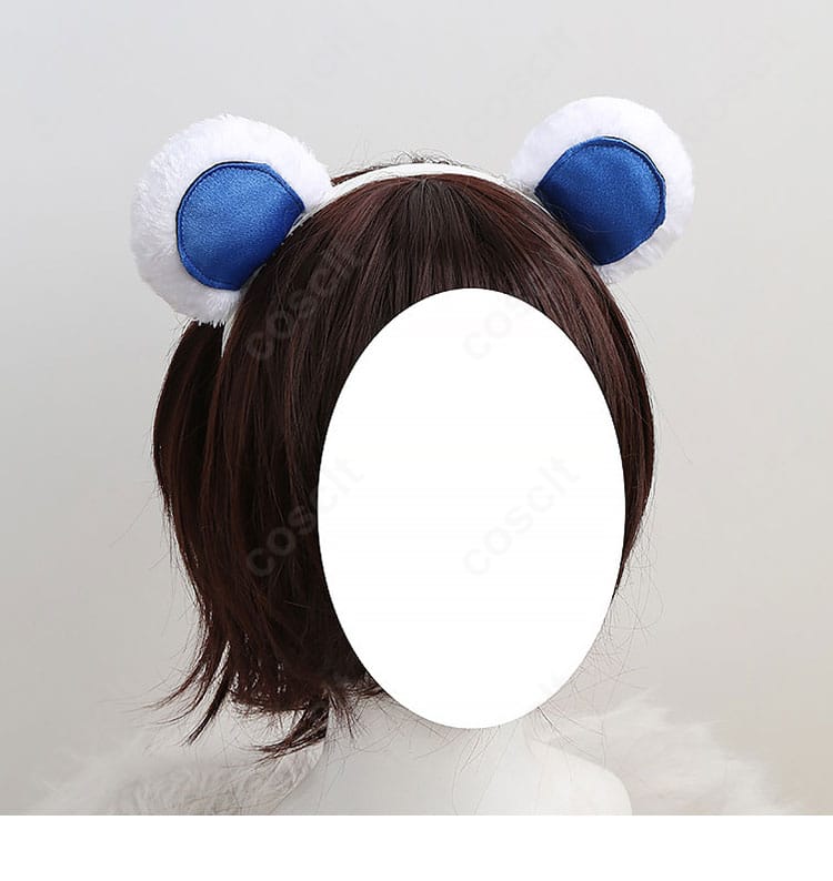 クマクマレスQ衣装の頭飾り。クマ耳カチューシャの形状と質感、装着イメージを写した画像